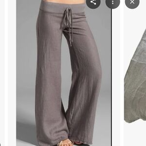 Krisa 100% Linen Wide Leg Pant In Grey